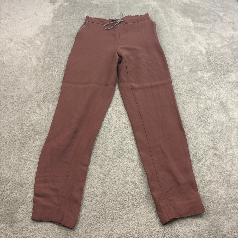 Fabiana Filippi Bead Embellished Linen Blend Tapered Pants Womens 0/XXS Brown‎